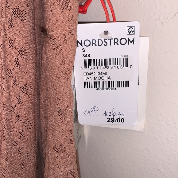 Open Edit Mock Neck Lace Bodysuit in Tan Mocha, Size Small 🤩 T15 - Picture 8 of 8